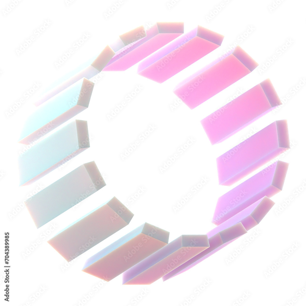 Fototapete  3d gradient geometric rectangle array pattern round shape for your design on an isolated background. 3d rendering icon.