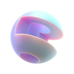  3d gradient geometric abstract patterned sphere shape for your design on an isolated background. 3d rendering icon.