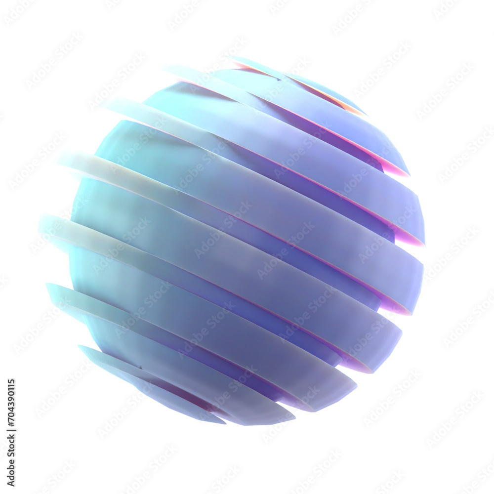 Poster 3d gradient geometric abstract sliced sphere shape for your design on an isolated background. 3d ren