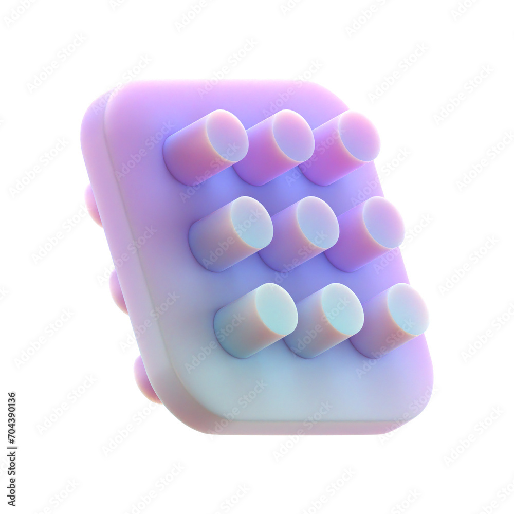 Poster 3d gradient geometric abstract tile with cylinders attach shape for your design on an isolated backg