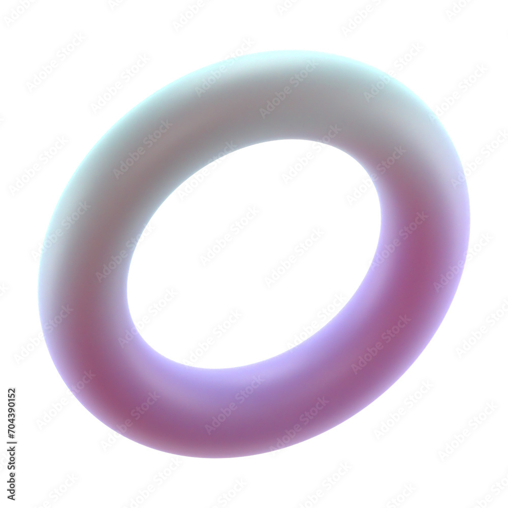 Poster 3d gradient geometric torus shape for your design on an isolated background. 3d rendering icon.