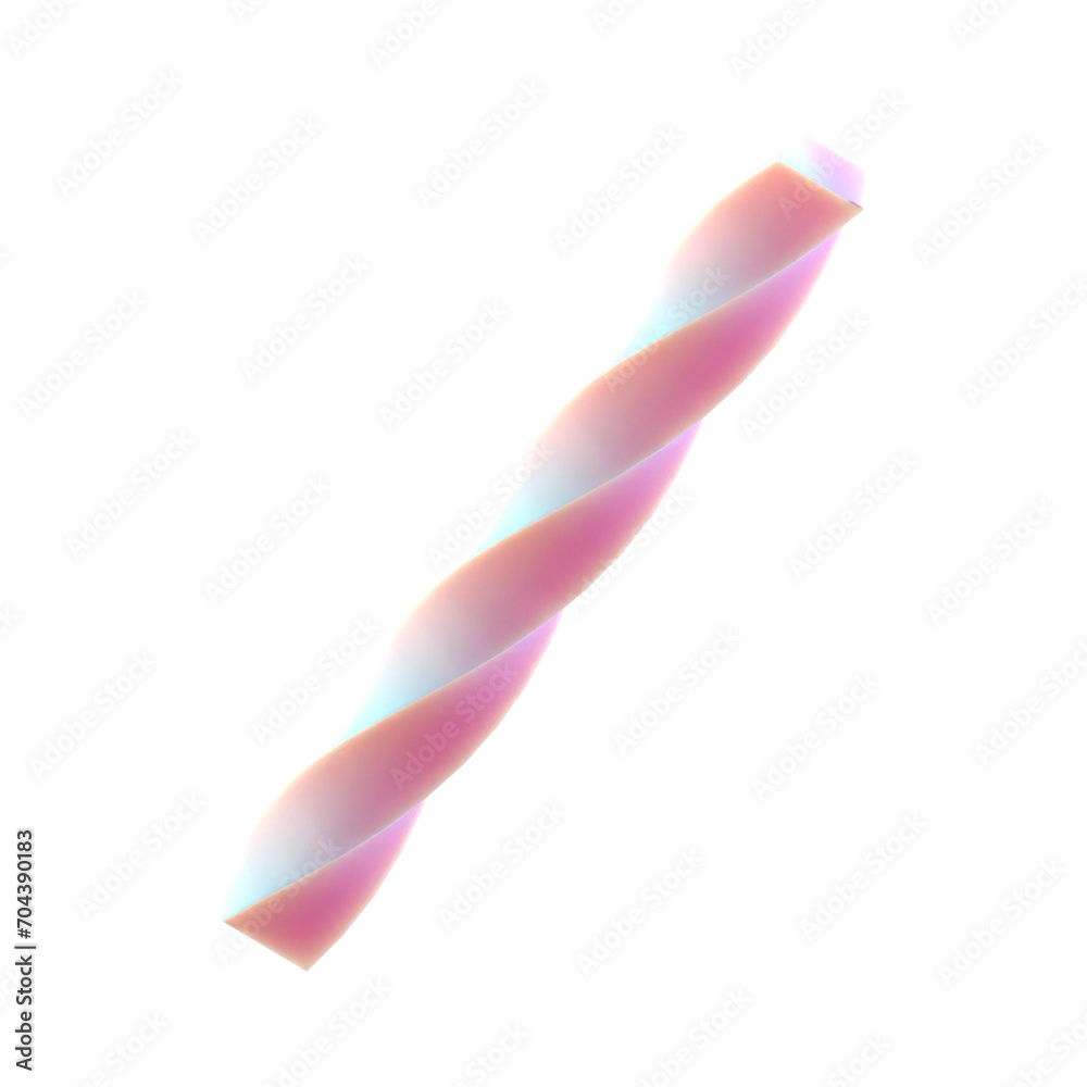 Poster 3d gradient twisted line shape for your design on an isolated background. 3d rendering icon.