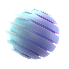  3d gradient geometric abstract sliced sphere shape for your design on an isolated background. 3d rendering icon.
