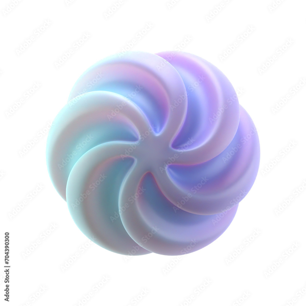 Poster 3d gradient twisted sphere shape for your design on an isolated background. 3d rendering icon.