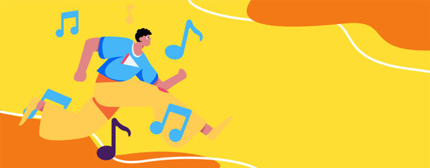 Music characters scene flat vector concept operation illustration
