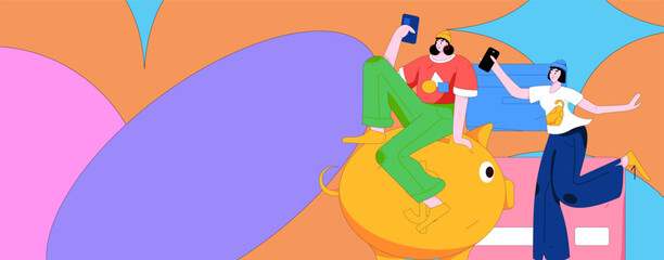 Online shopping payment security character flat vector concept operation hand drawn illustration
