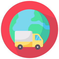 global delivery round flat vector icon