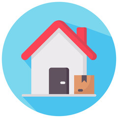 delivery to door round flat vector icon