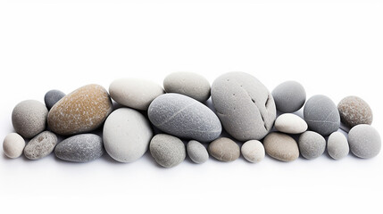Fototapeta na wymiar grey pebbles isolated on white background