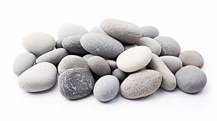 grey pebbles isolated on white background