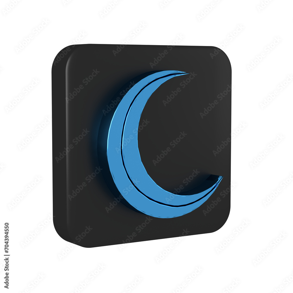 Poster Blue Moon and stars icon isolated on transparent background. Black square button.