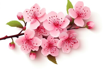 Illustration of cherry blossom branch on white background