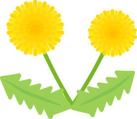 シンプルでかわいいタンポポのイラスト（フラットデザイン）