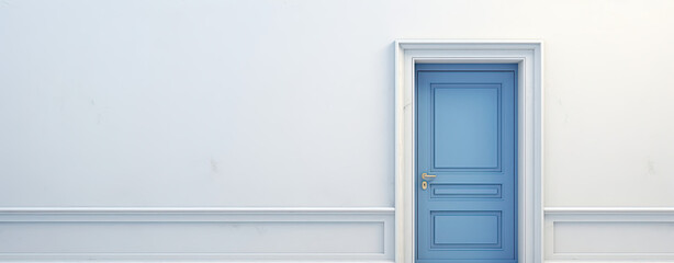 Blue Door in White Room, A Simple and Elegant Interior Details in a Plain Space