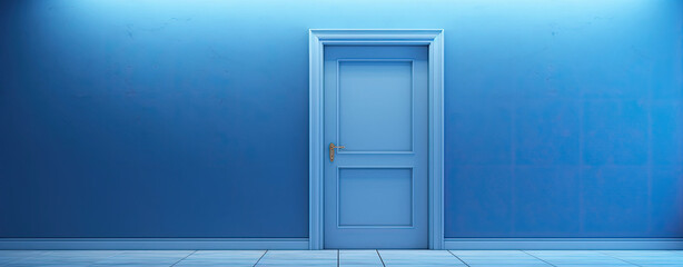Bright Blue Room With Open Door and Illumination