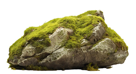Moss-covered rock in a natural setting, cut out