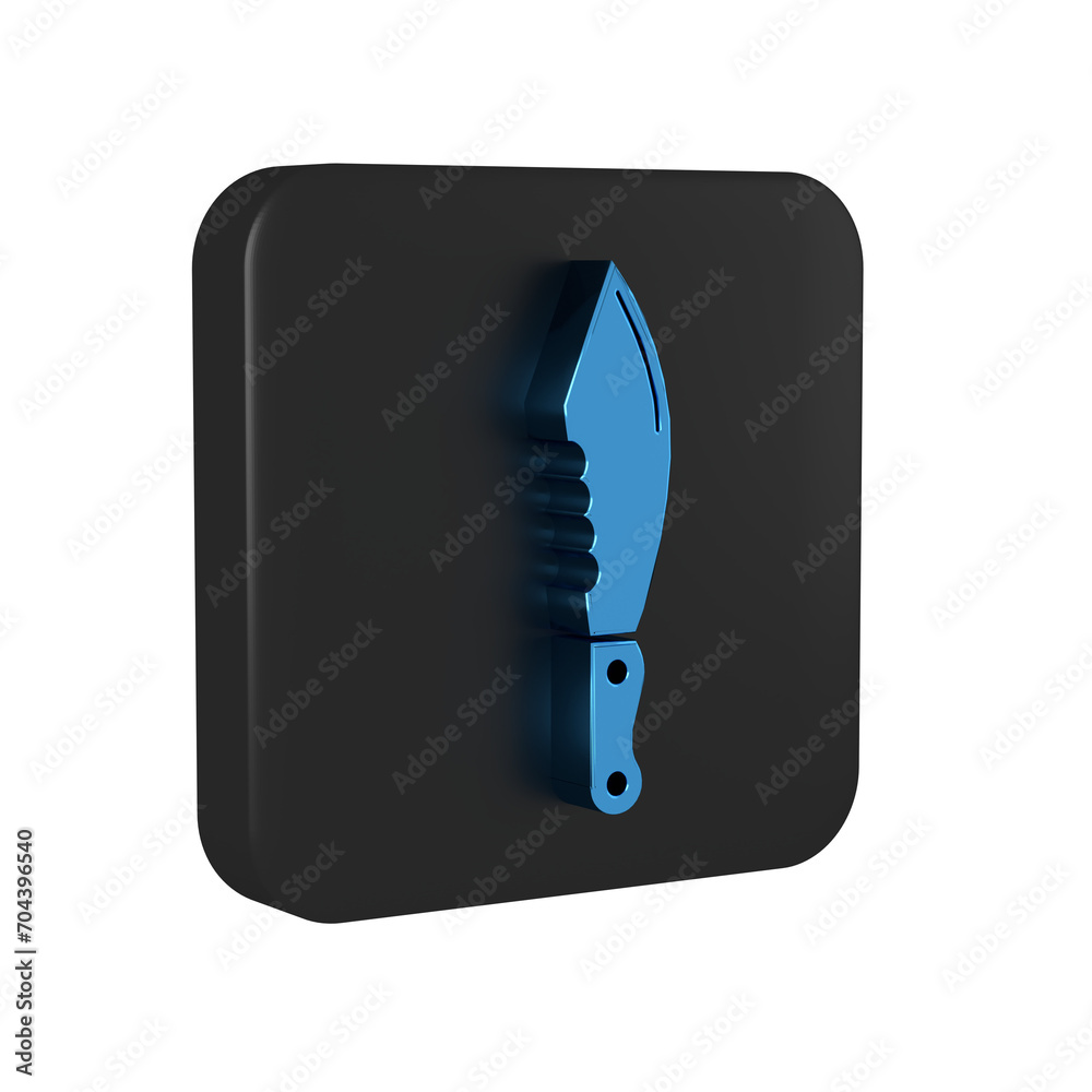 Canvas Prints Blue Military knife icon isolated on transparent background. Black square button.