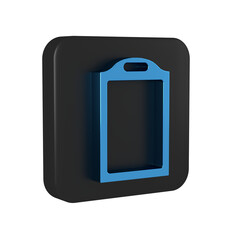 Blue Cutting board icon isolated on transparent background. Chopping Board symbol. Black square button.