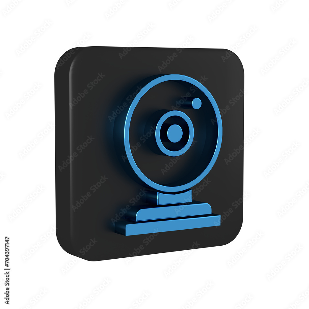 Wall mural Blue Web camera icon isolated on transparent background. Chat camera. Webcam icon. Black square button.