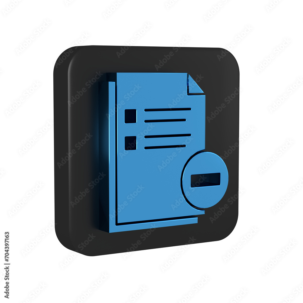 Fototapete blue document with minus icon isolated on transparent background. clear document. remove file docume