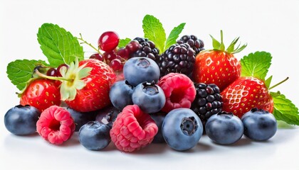 Summer Berry Bliss: Ripe and Fragrant Mix on White Canvas