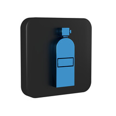 Blue Aqualung icon isolated on transparent background. Oxygen tank for diver. Diving equipment. Extreme sport. Diving underwater equipment. Black square button.