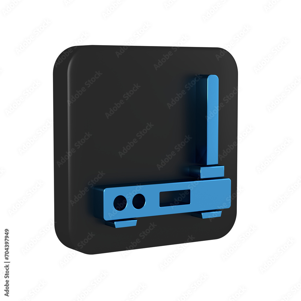 Poster blue router and wi-fi signal symbol icon isolated on transparent background. wireless ethernet modem