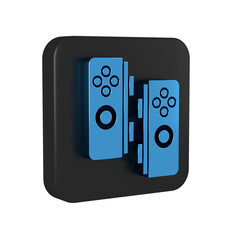 Blue Gamepad icon isolated on transparent background. Game controller. Black square button.