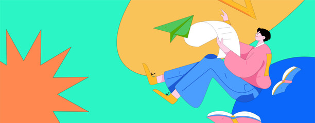 Character reading quietly vector concept operation hand drawn illustration
