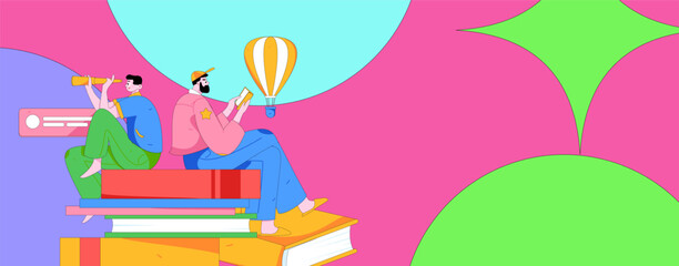 Character reading quietly vector concept operation hand drawn illustration
