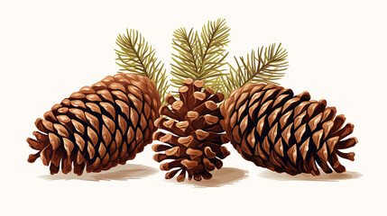 Fototapeta premium pinecones illustration on white isolated background