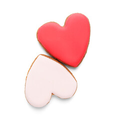 Sweet heart shaped cookies on white background
