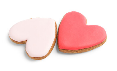 Sweet heart shaped cookies on white background