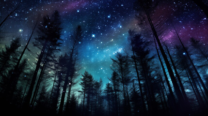 Celestial Forest Night Sky