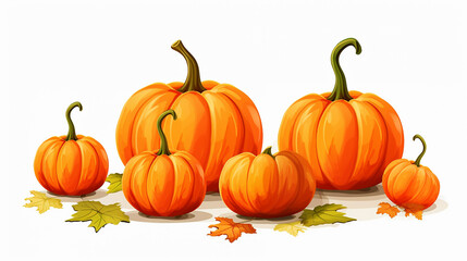Obraz premium pumpkins illustration on white isolated background