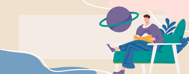 Character reading quietly vector concept operation hand drawn illustration
