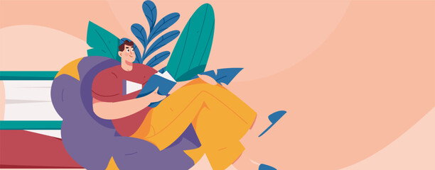 Character reading quietly vector concept operation hand drawn illustration
