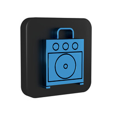Blue Guitar amplifier icon isolated on transparent background. Musical instrument. Black square button.