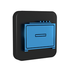 Obraz premium Blue Guitar amplifier icon isolated on transparent background. Musical instrument. Black square button.