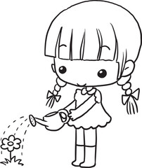 child girls cartoon vector illustration person