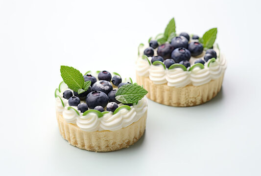 Two Small Desserts With Blueberries and Whipped Cream
