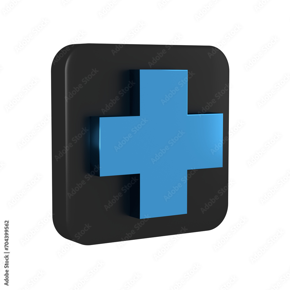 Poster blue cross hospital medical icon isolated on transparent background. first aid. diagnostics symbol. 