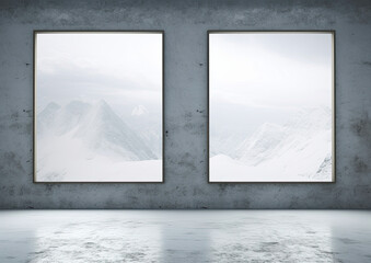 Empty Room With Two Windows and a Mountain View