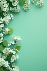  Blossoms on green background, Spring flowers, Spring background