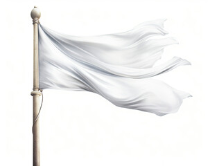 White Flag Flying in the Wind, Symbol of Surrender and Peaceful Resolution