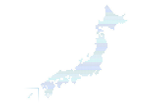 青色ドット模様の日本地図イラスト
