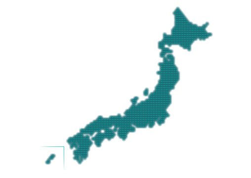緑色ドット模様の日本地図イラスト