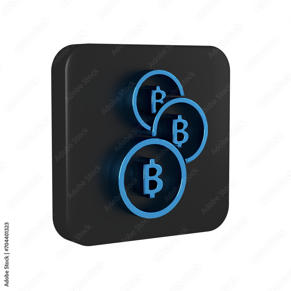Poster blue cryptocurrency coin bitcoin icon isolated on transparent background. physical bit coin. blockch