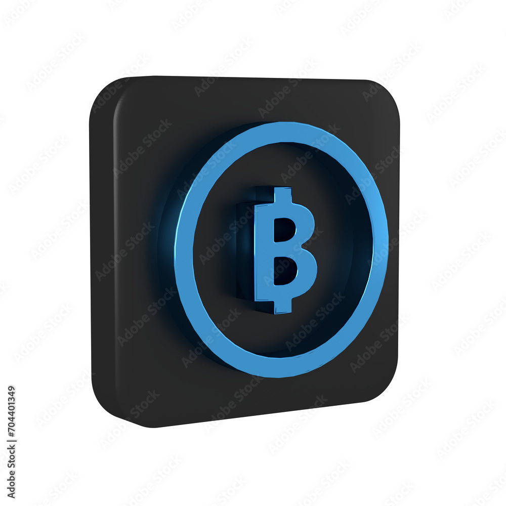 Poster blue cryptocurrency coin bitcoin icon isolated on transparent background. physical bit coin. blockch