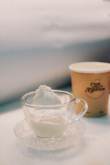 beautiful café affogato with vanilla ice cream